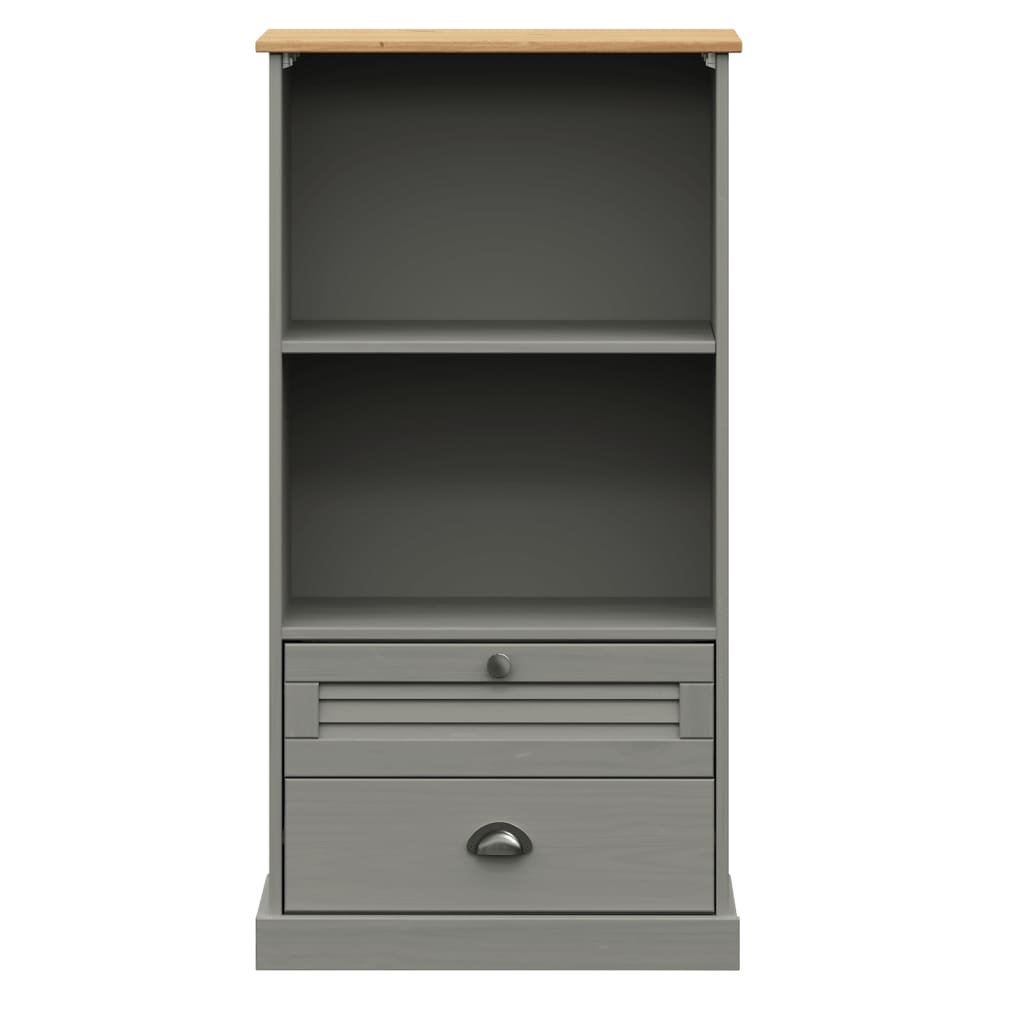 Bibliothèque VIGO gris 60x35x114,5 cm bois massif de pin - XIOS