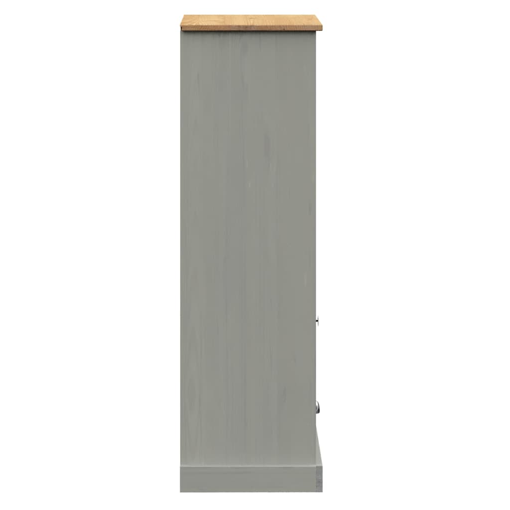 Bibliothèque VIGO gris 60x35x114,5 cm bois massif de pin - XIOS