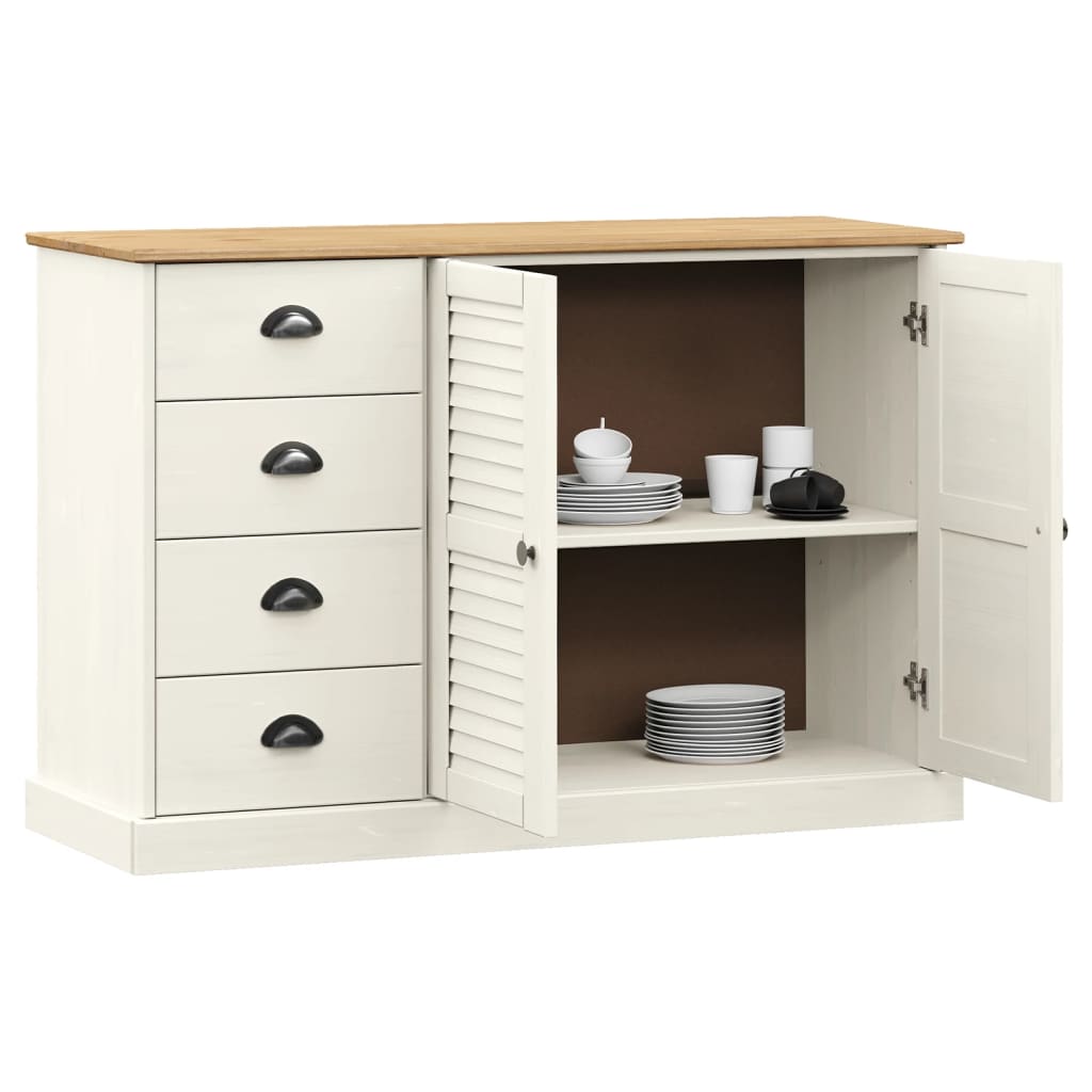 Buffet avec tiroirs VIGO 113x40x75 cm blanc bois massif de pin - XIOS