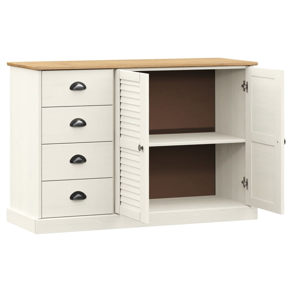 Buffet avec tiroirs VIGO 113x40x75 cm blanc bois massif de pin - XIOS