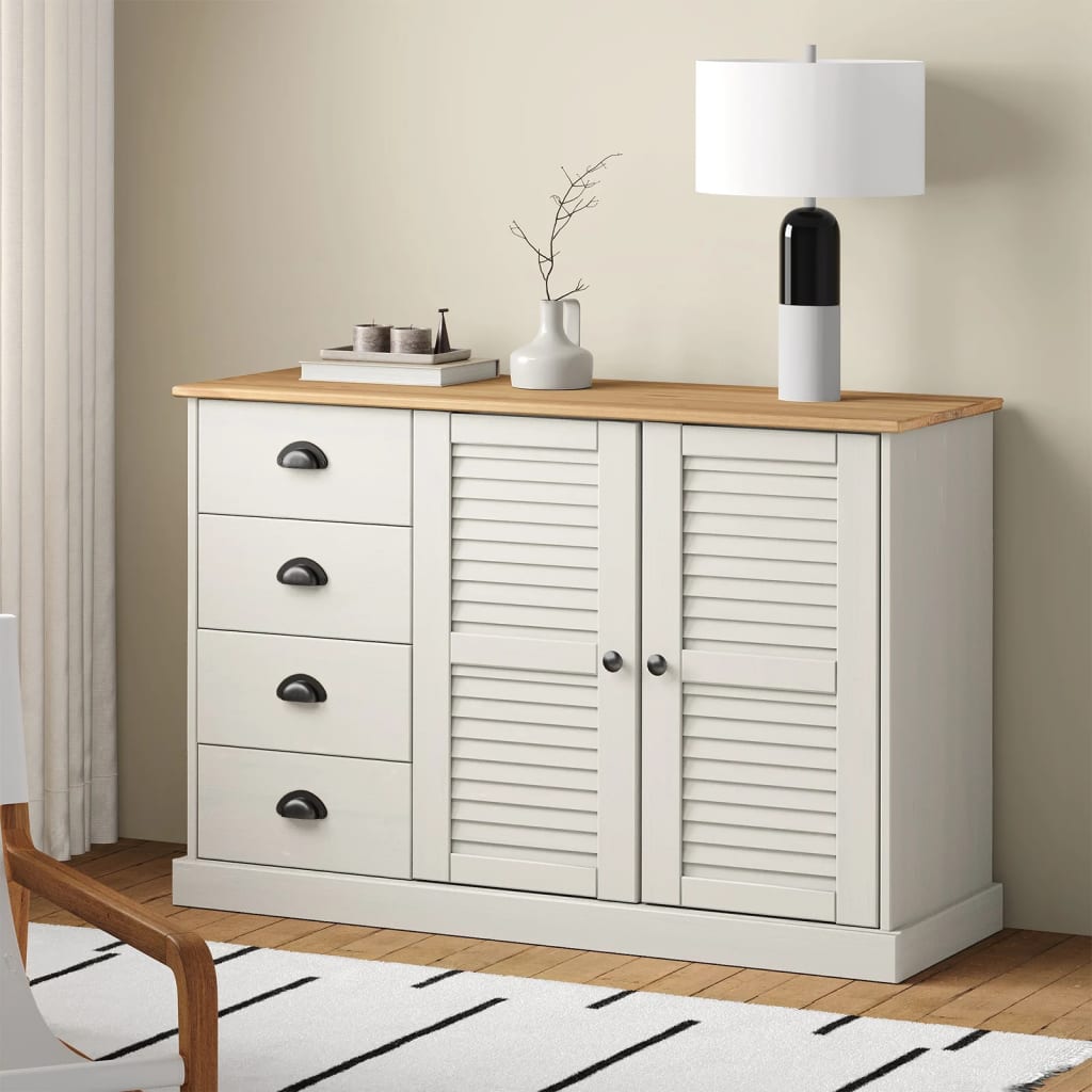 Buffet avec tiroirs VIGO 113x40x75 cm blanc bois massif de pin - XIOS