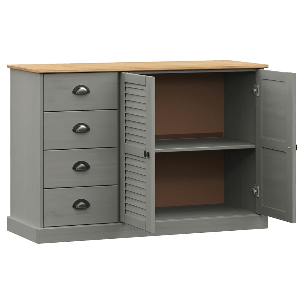 Buffet avec tiroirs VIGO 113x40x75 cm gris bois massif de pin - XIOS