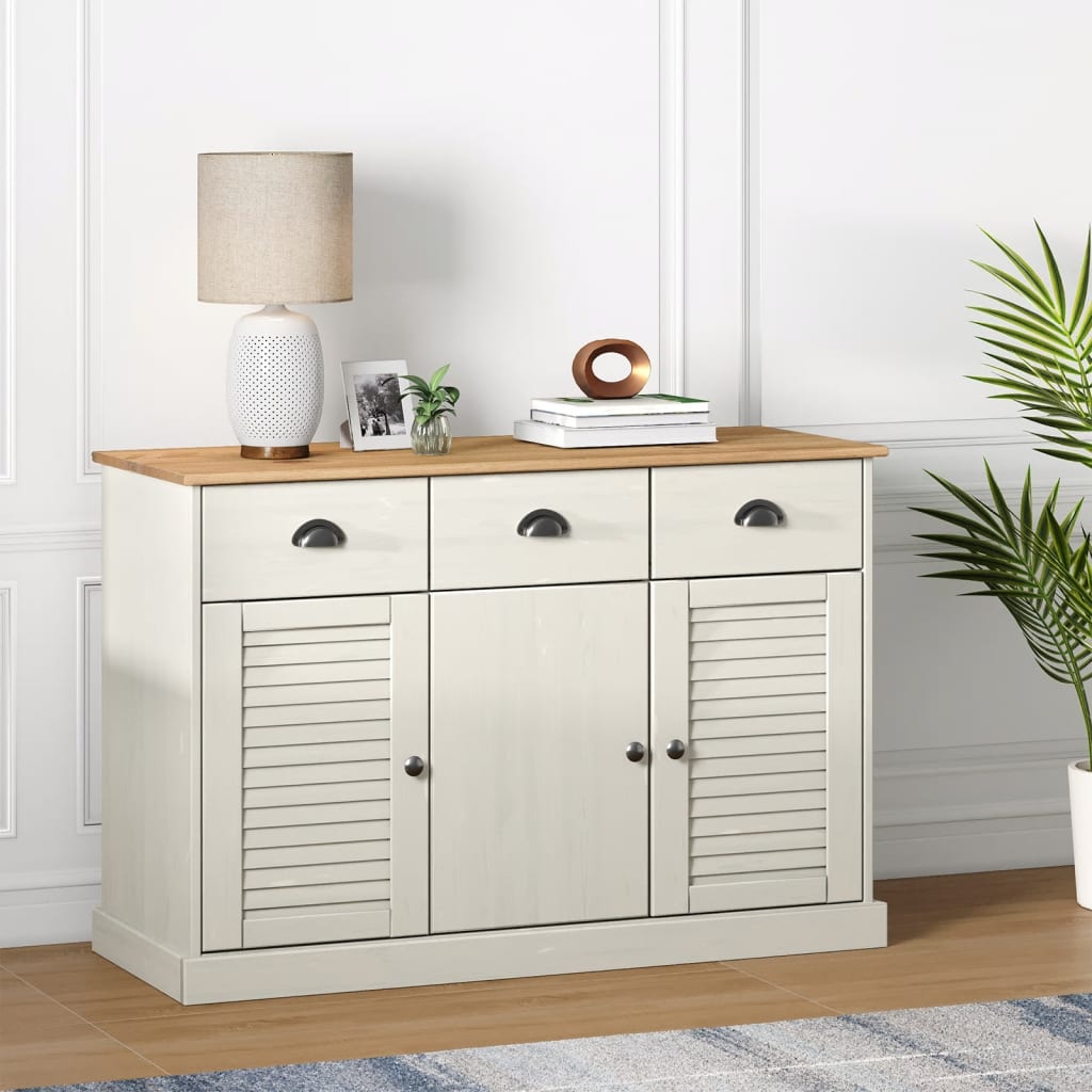 Buffet avec tiroirs VIGO 113x40x75 cm blanc bois massif de pin - XIOS