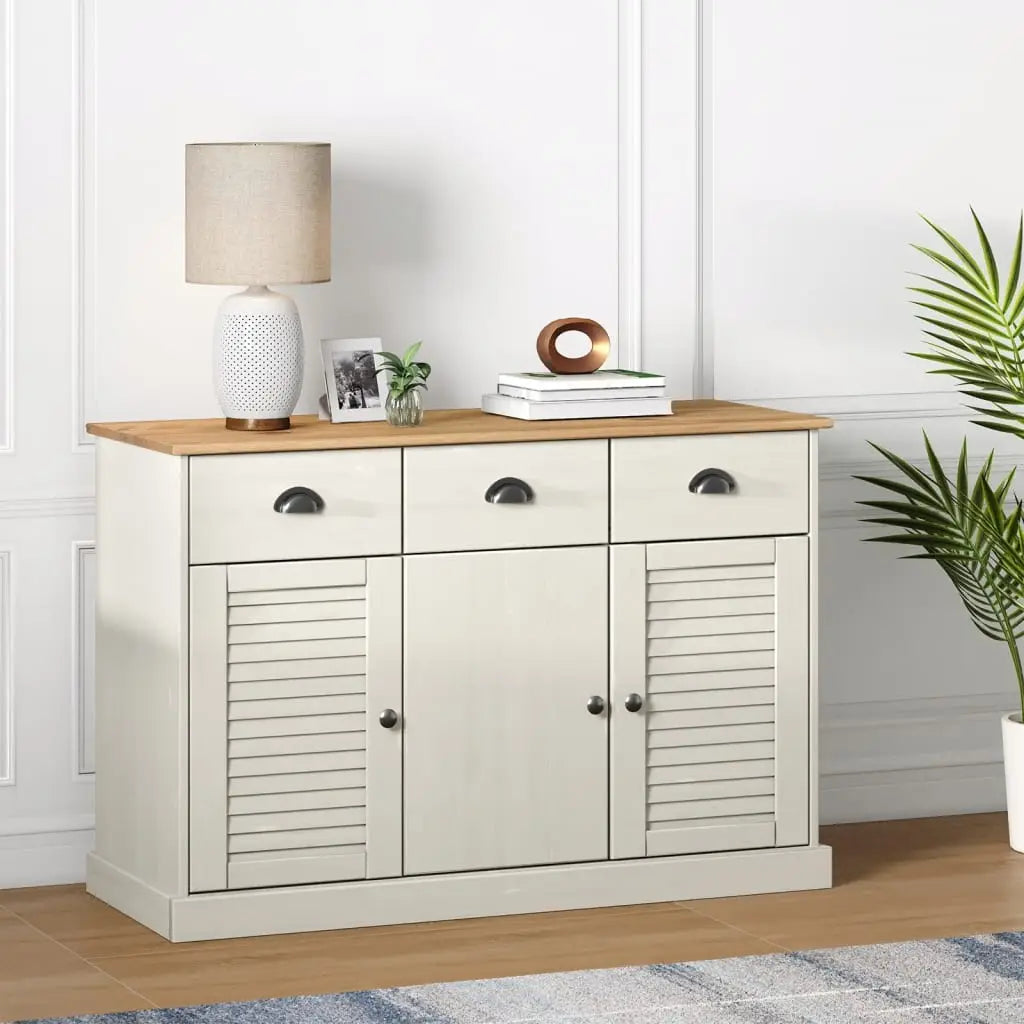 Buffet avec tiroirs VIGO 113x40x75 cm blanc bois massif de pin - XIOS