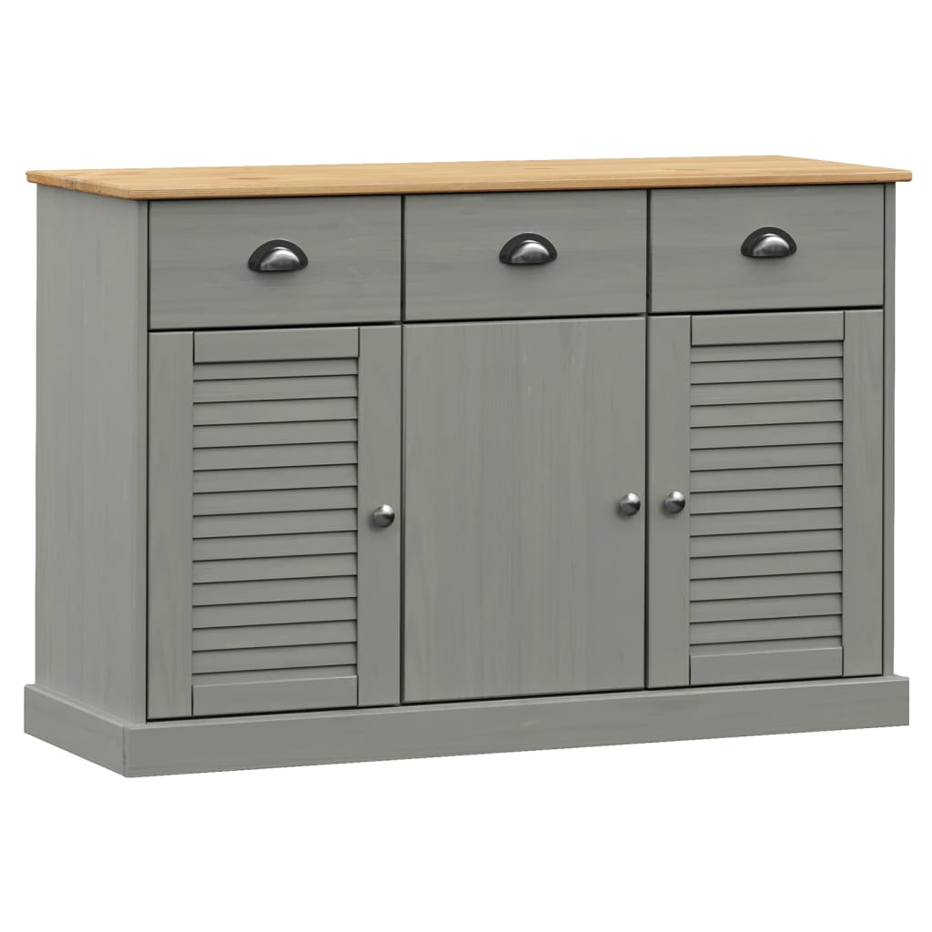 Buffet avec tiroirs VIGO 113x40x75 cm gris bois massif de pin - XIOS