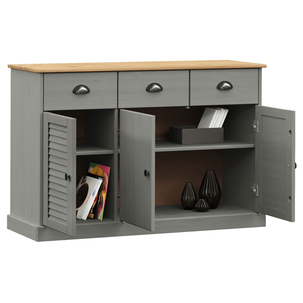 Buffet avec tiroirs VIGO 113x40x75 cm gris bois massif de pin - XIOS