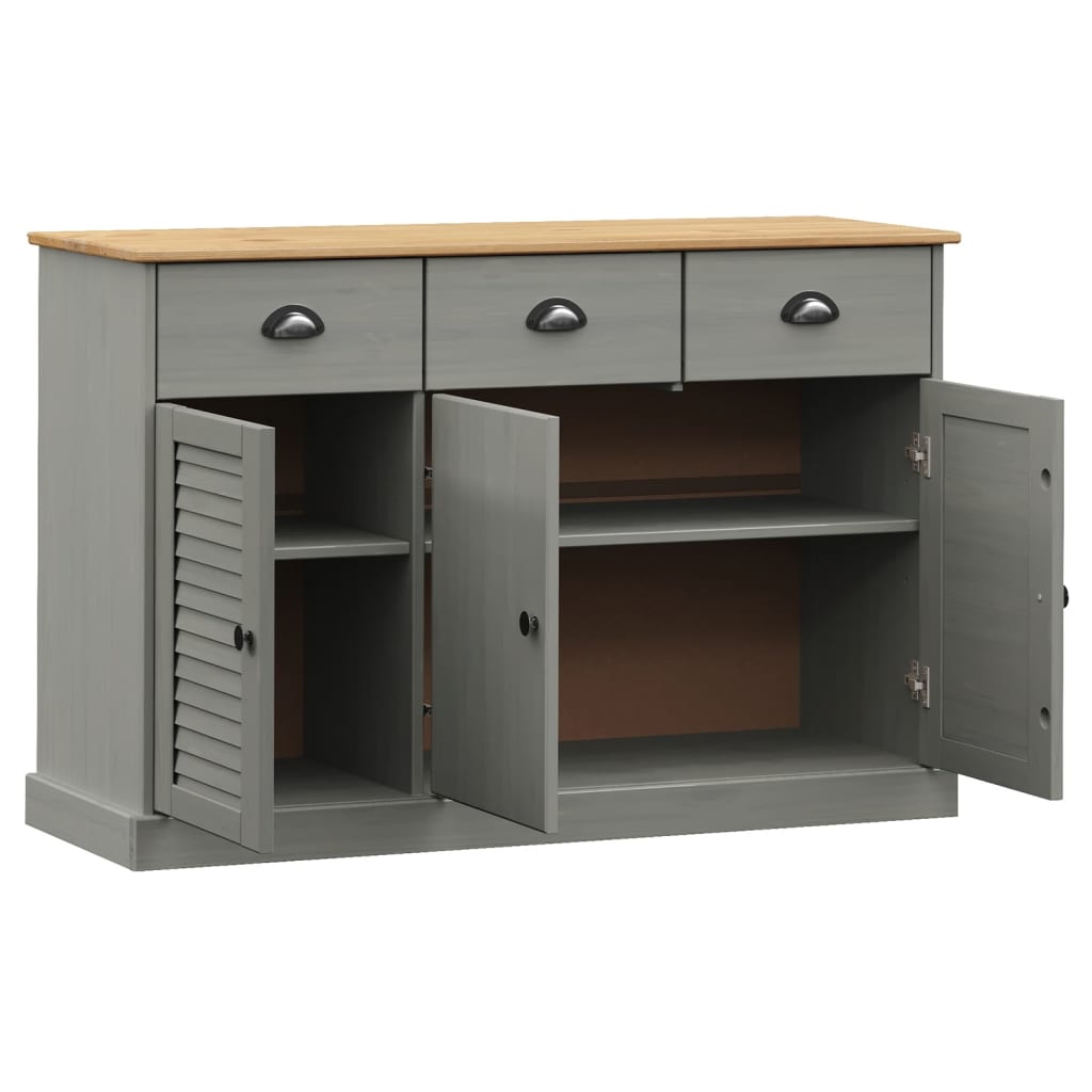 Buffet avec tiroirs VIGO 113x40x75 cm gris bois massif de pin - XIOS
