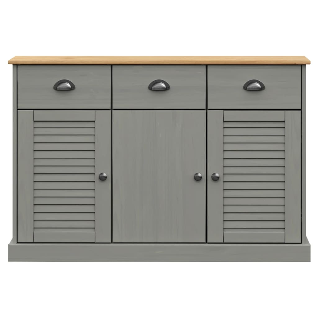 Buffet avec tiroirs VIGO 113x40x75 cm gris bois massif de pin - XIOS