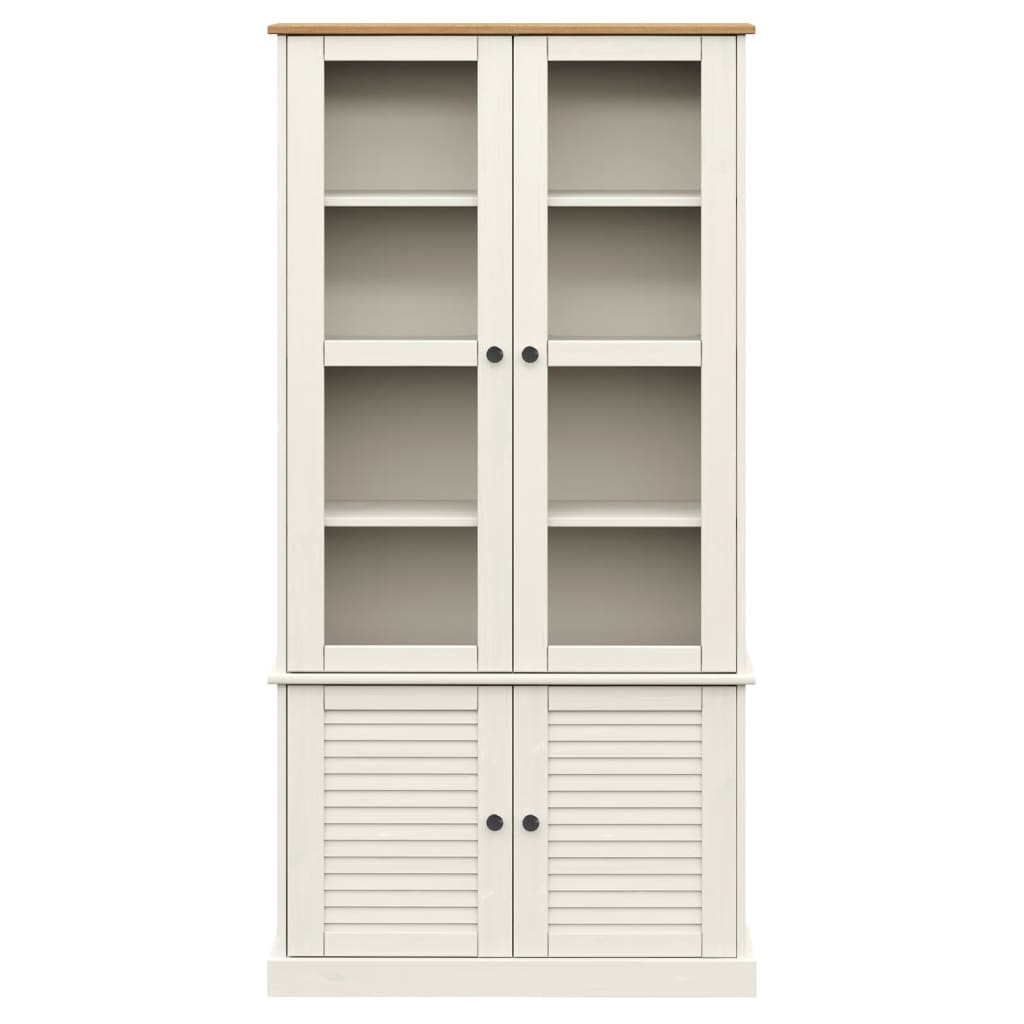 Vitrine en verre VIGO blanc 85x35x170 cm bois massif de pin