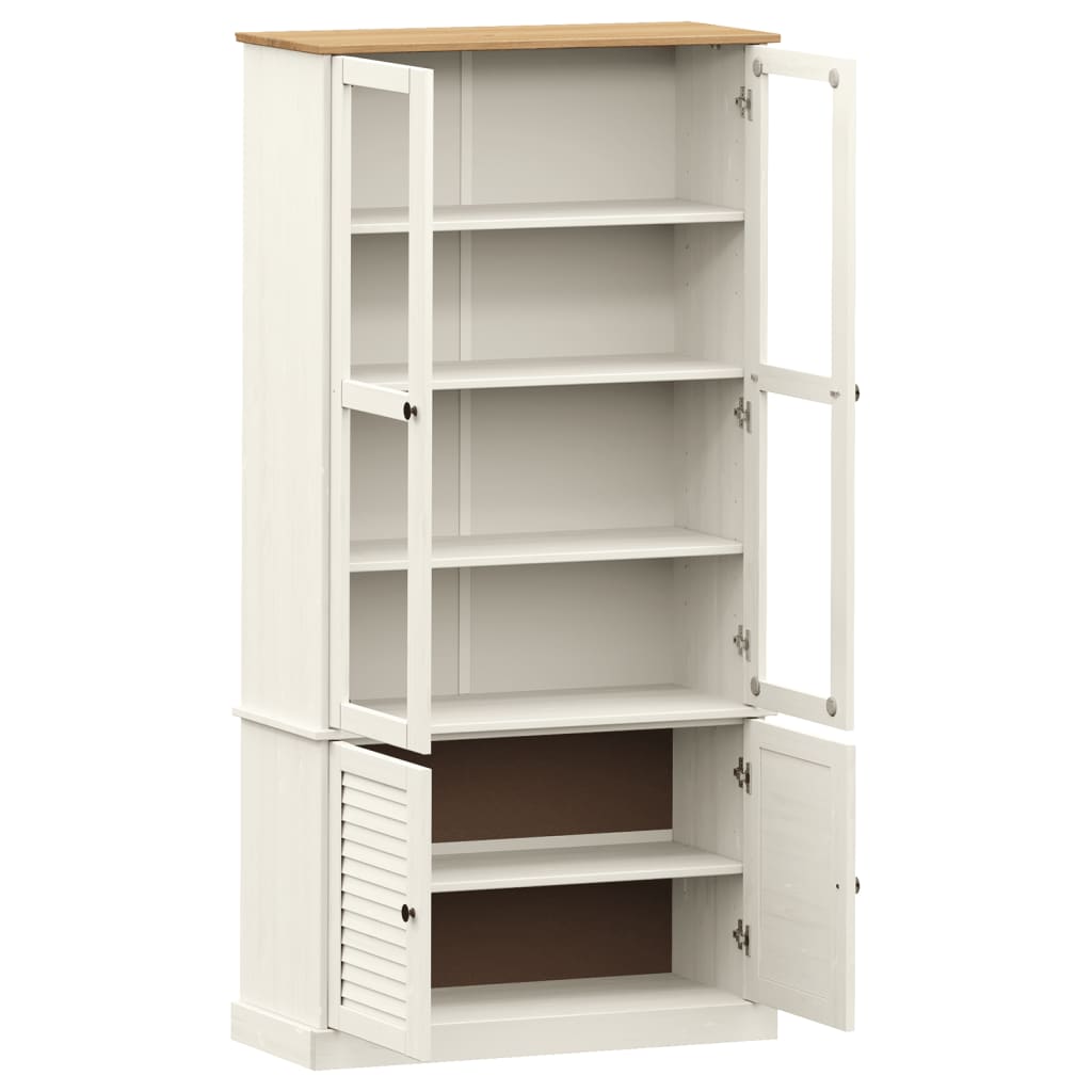 Vitrine en verre VIGO blanc 85x35x170 cm bois massif de pin - XIOS