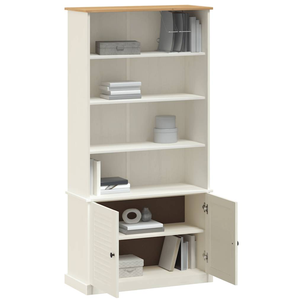 Bibliothèque VIGO blanc 85x35x170 cm bois massif de pin - XIOS