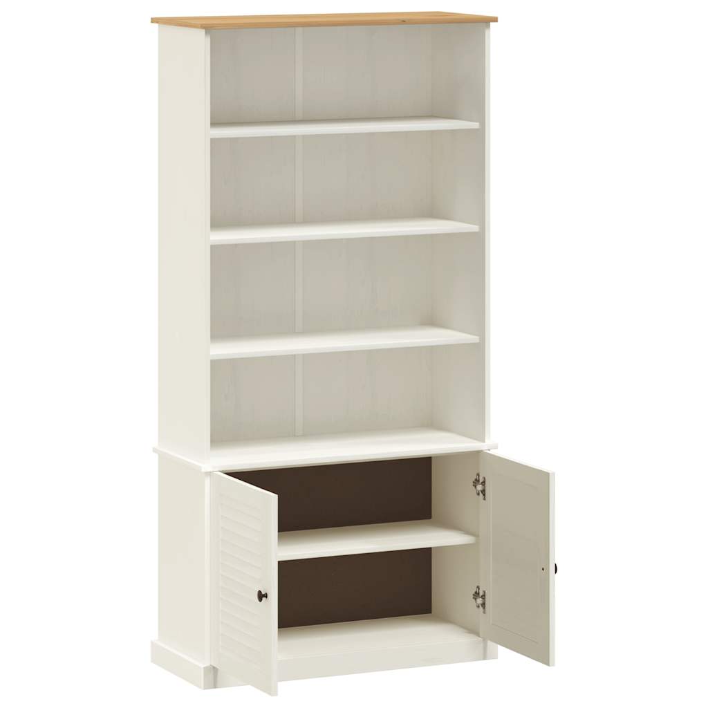 Bibliothèque VIGO blanc 85x35x170 cm bois massif de pin - XIOS