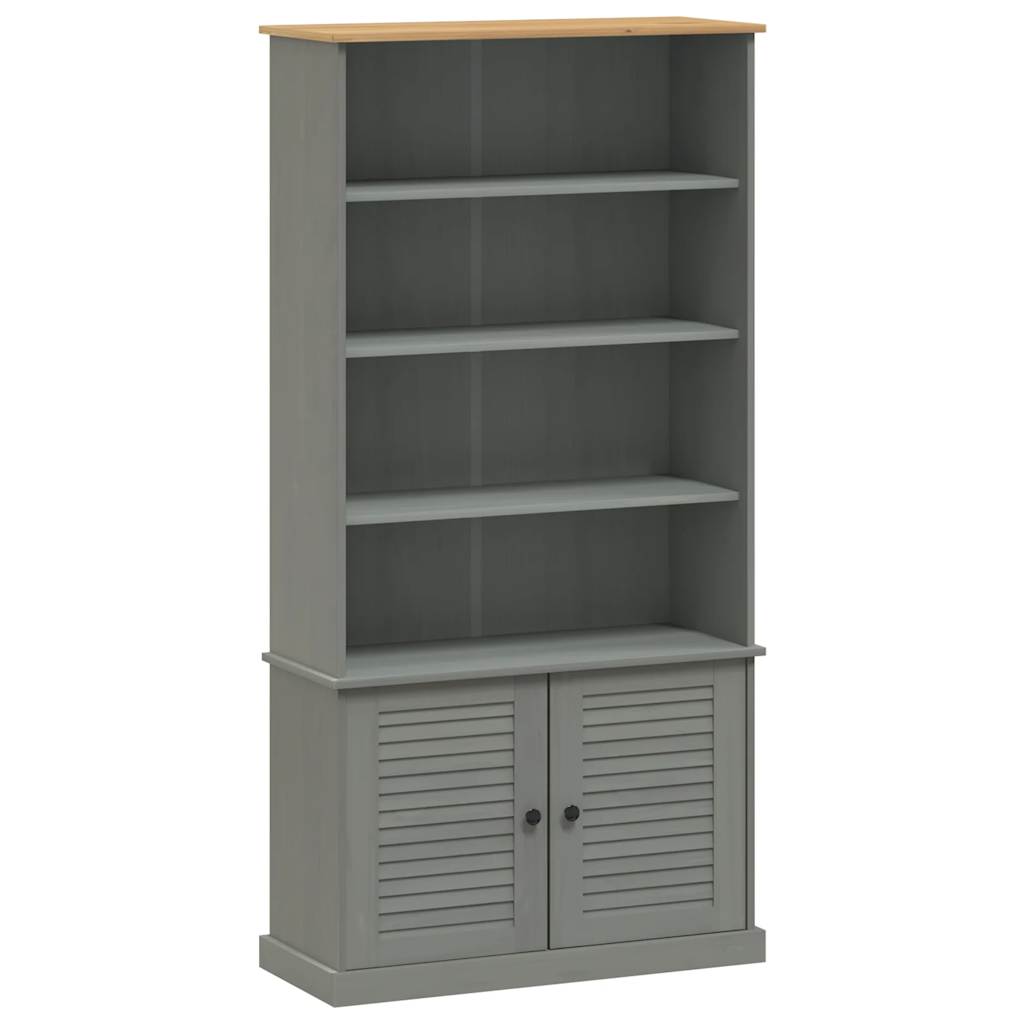 Bibliothèque VIGO gris 85x35x170 cm bois massif de pin - XIOS