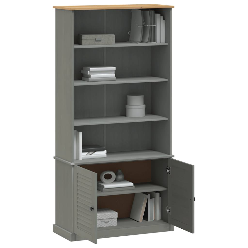 Bibliothèque VIGO gris 85x35x170 cm bois massif de pin - XIOS