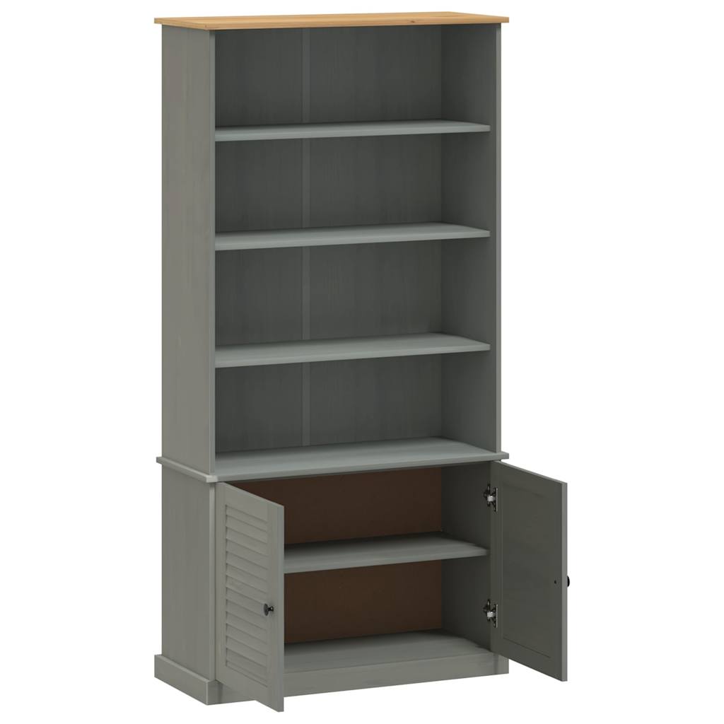 Bibliothèque VIGO gris 85x35x170 cm bois massif de pin - XIOS