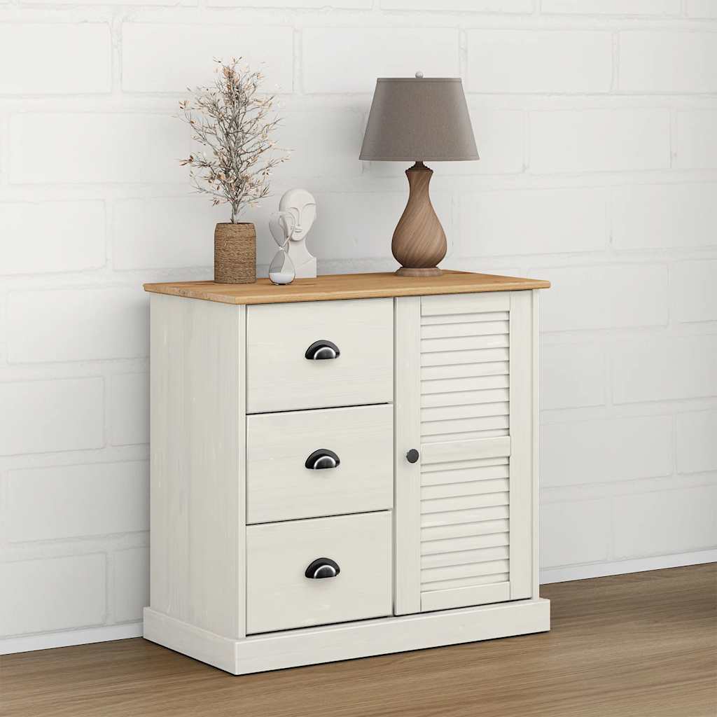 Buffet avec tiroirs VIGO 78x40x75 cm blanc bois massif de pin - XIOS