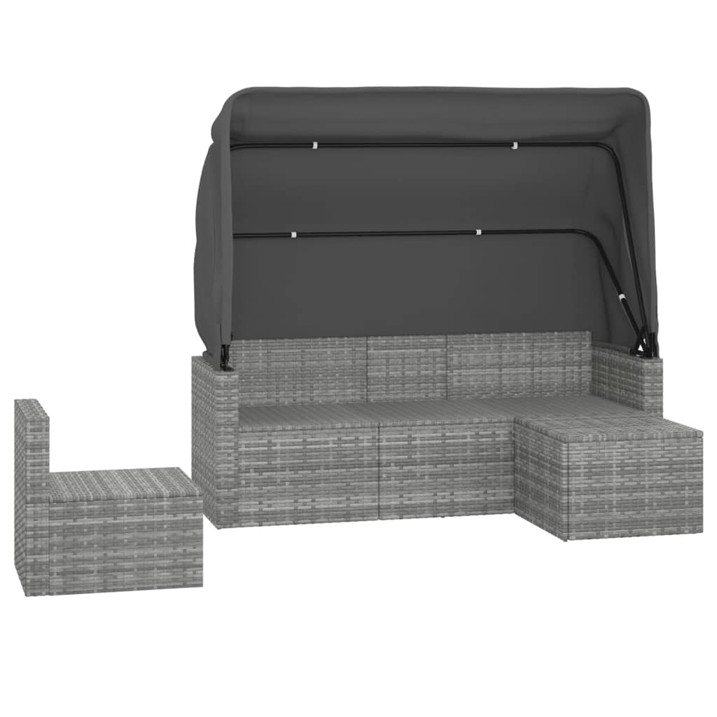 Salon de jardin 4 pcs avec coussins gris résine tressée