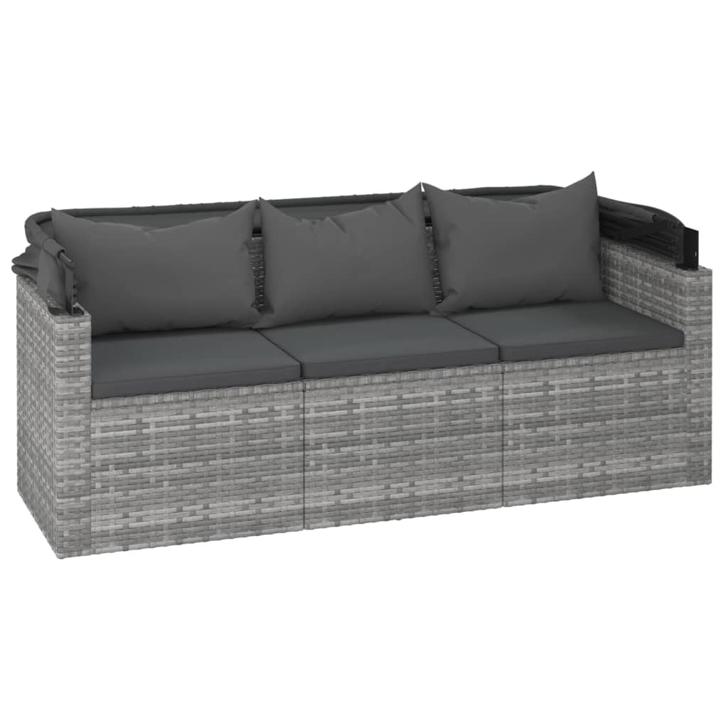 Salon de jardin 4 pcs avec coussins gris résine tressée