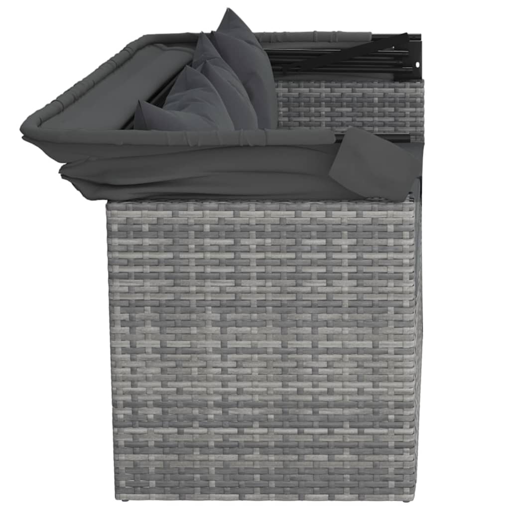Salon de jardin 4 pcs avec coussins gris résine tressée