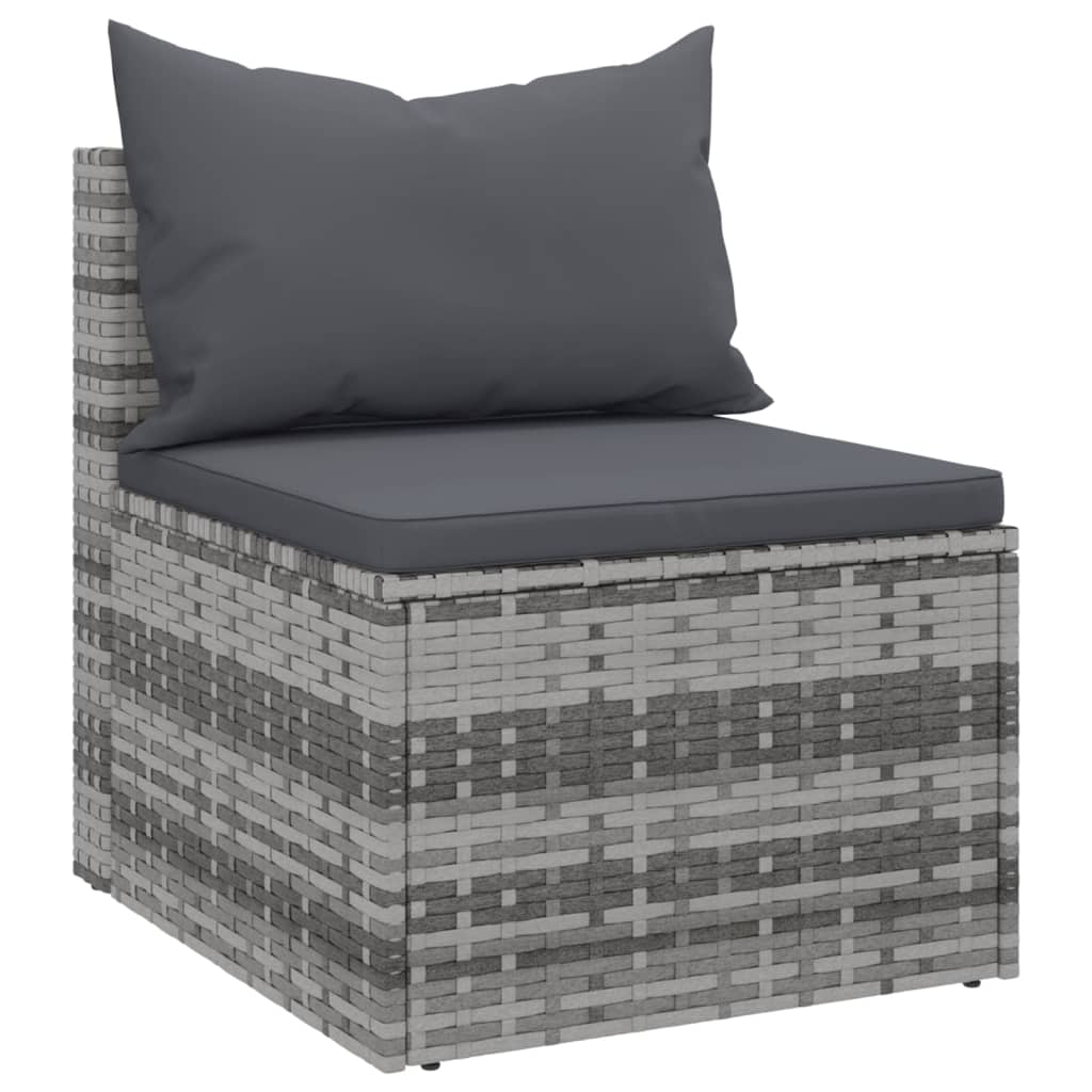 Salon de jardin 4 pcs avec coussins gris résine tressée