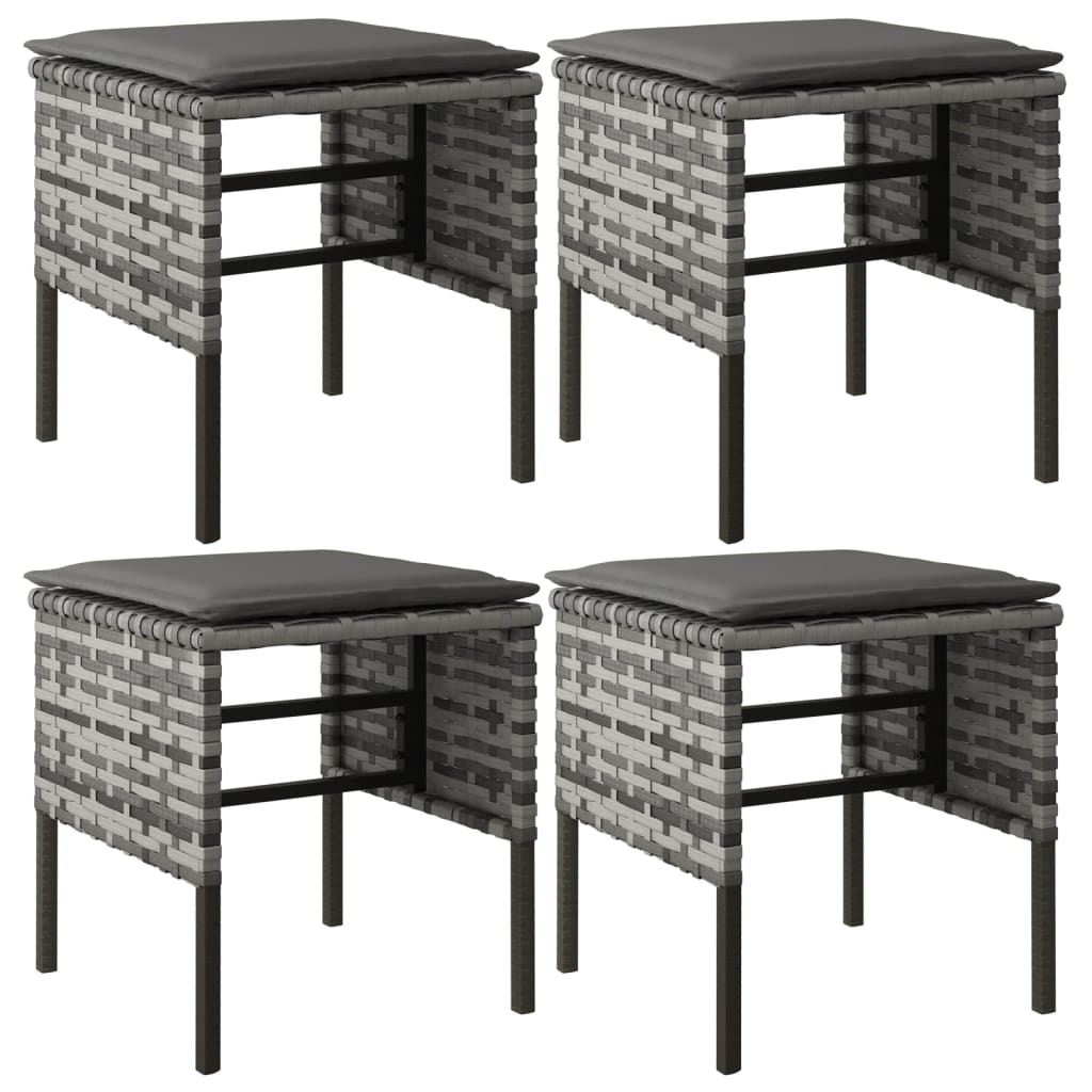 Ensemble à manger jardin 6pcs et coussins gris résine tressée