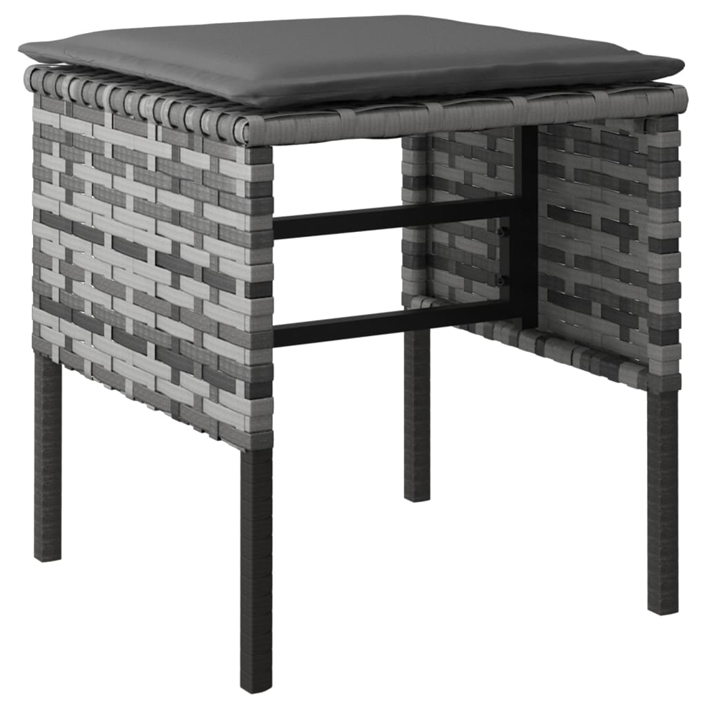Ensemble à manger jardin 6pcs et coussins gris résine tressée