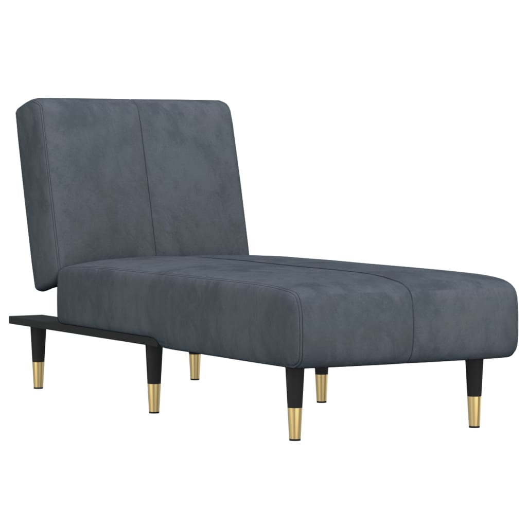 Chaise longue gris foncé velours - XIOS