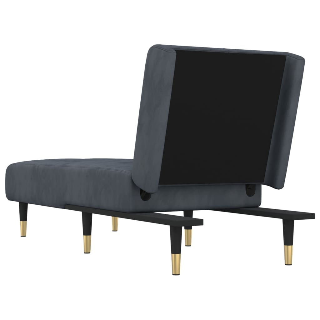 Chaise longue gris foncé velours - XIOS