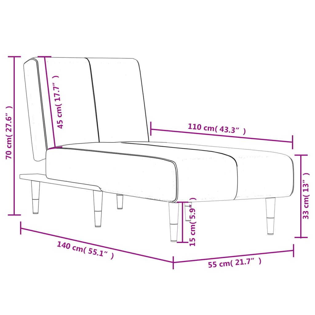 Chaise longue gris foncé velours - XIOS
