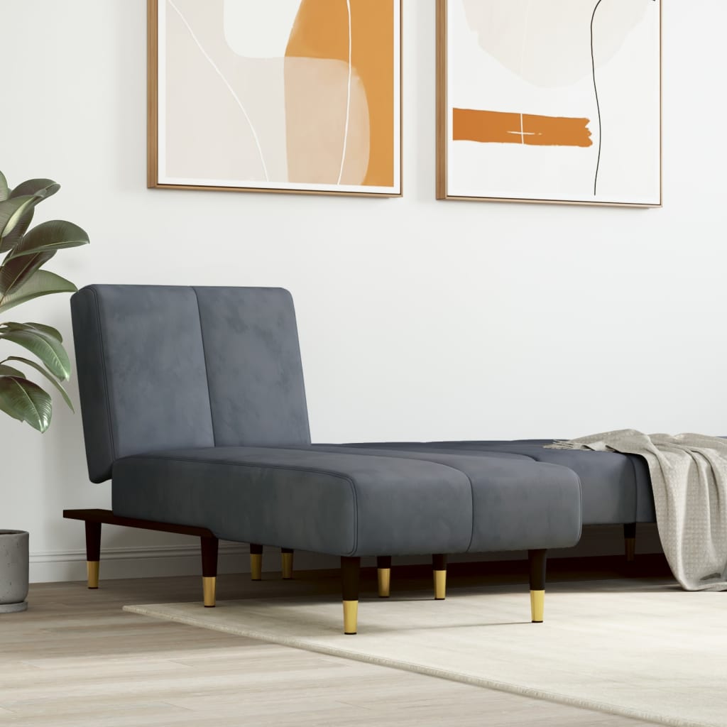 Chaise longue gris foncé velours - XIOS