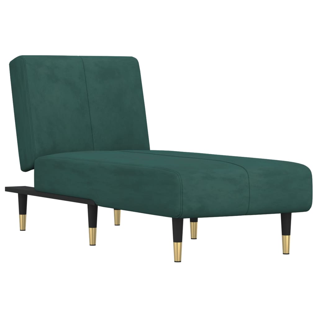 Chaise longue vert foncé velours - XIOS