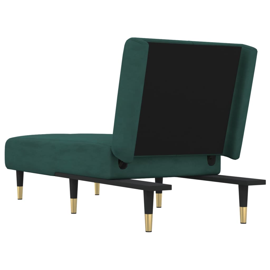 Chaise longue vert foncé velours - XIOS