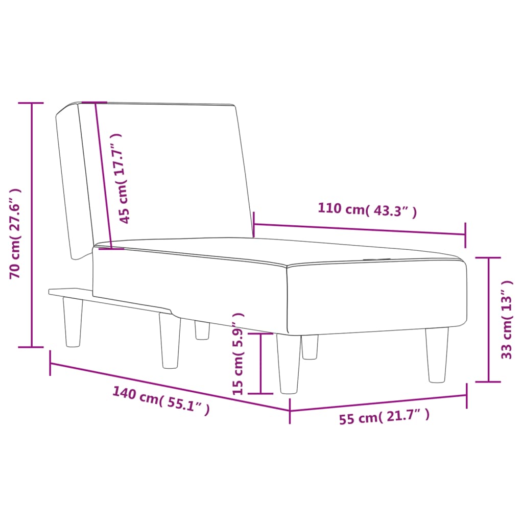 Chaise longue noir tissu - XIOS