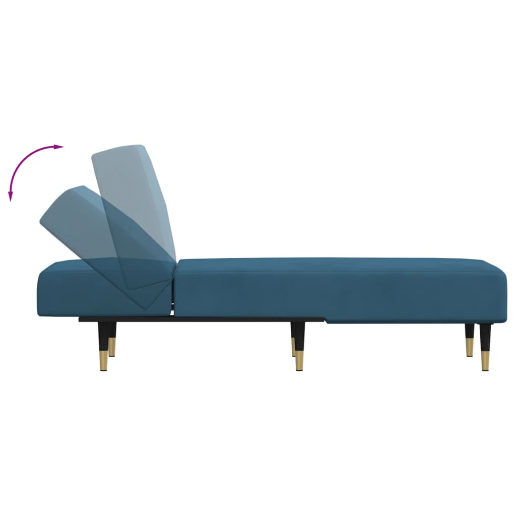 Chaise longue bleu velours - XIOS