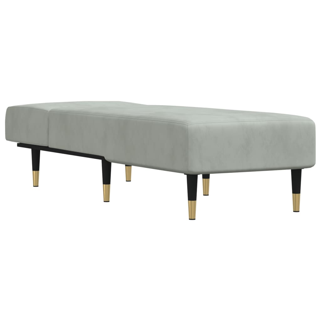 Chaise longue gris clair velours - XIOS