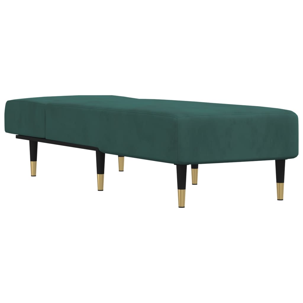 Chaise longue vert foncé velours - XIOS