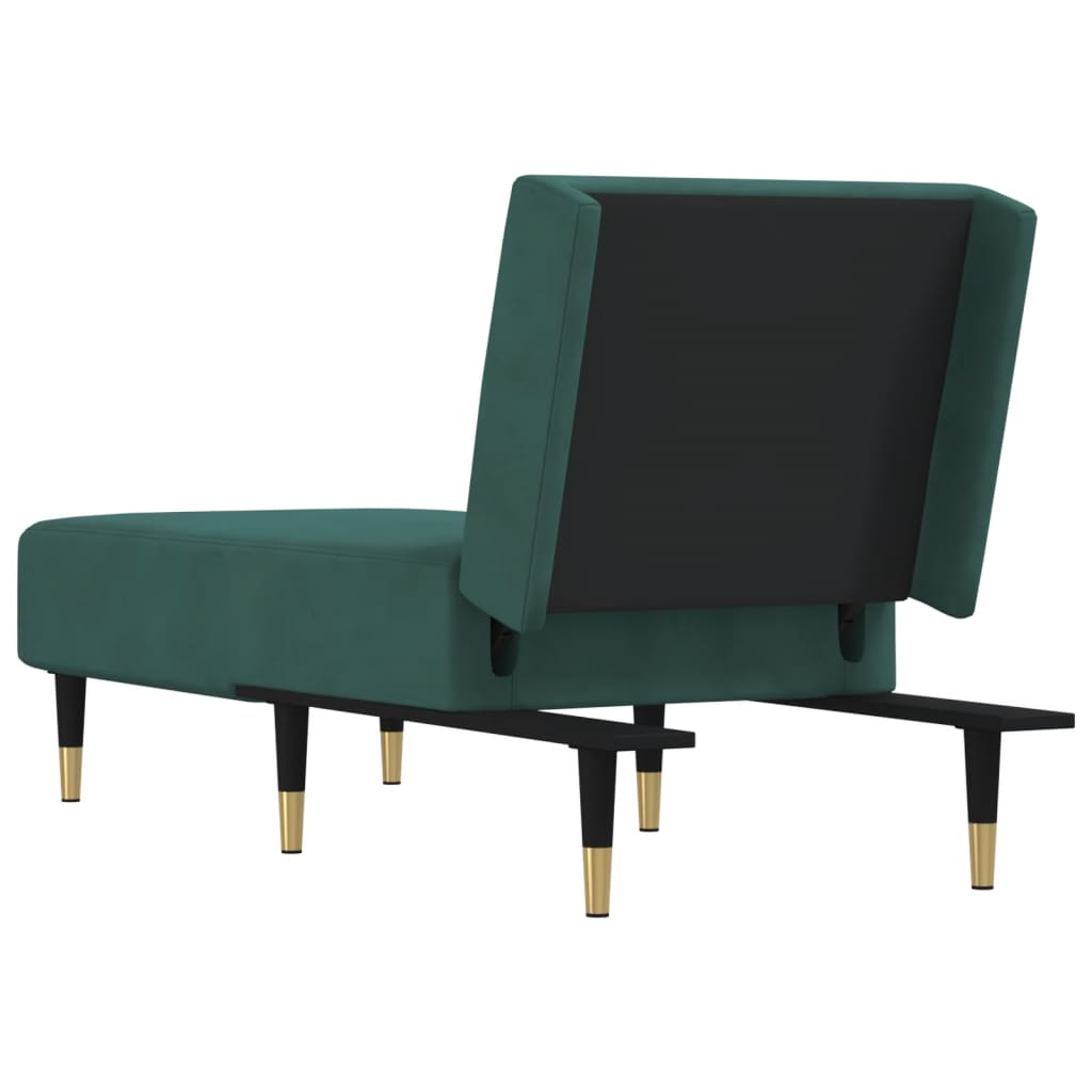 Chaise longue vert foncé velours - XIOS