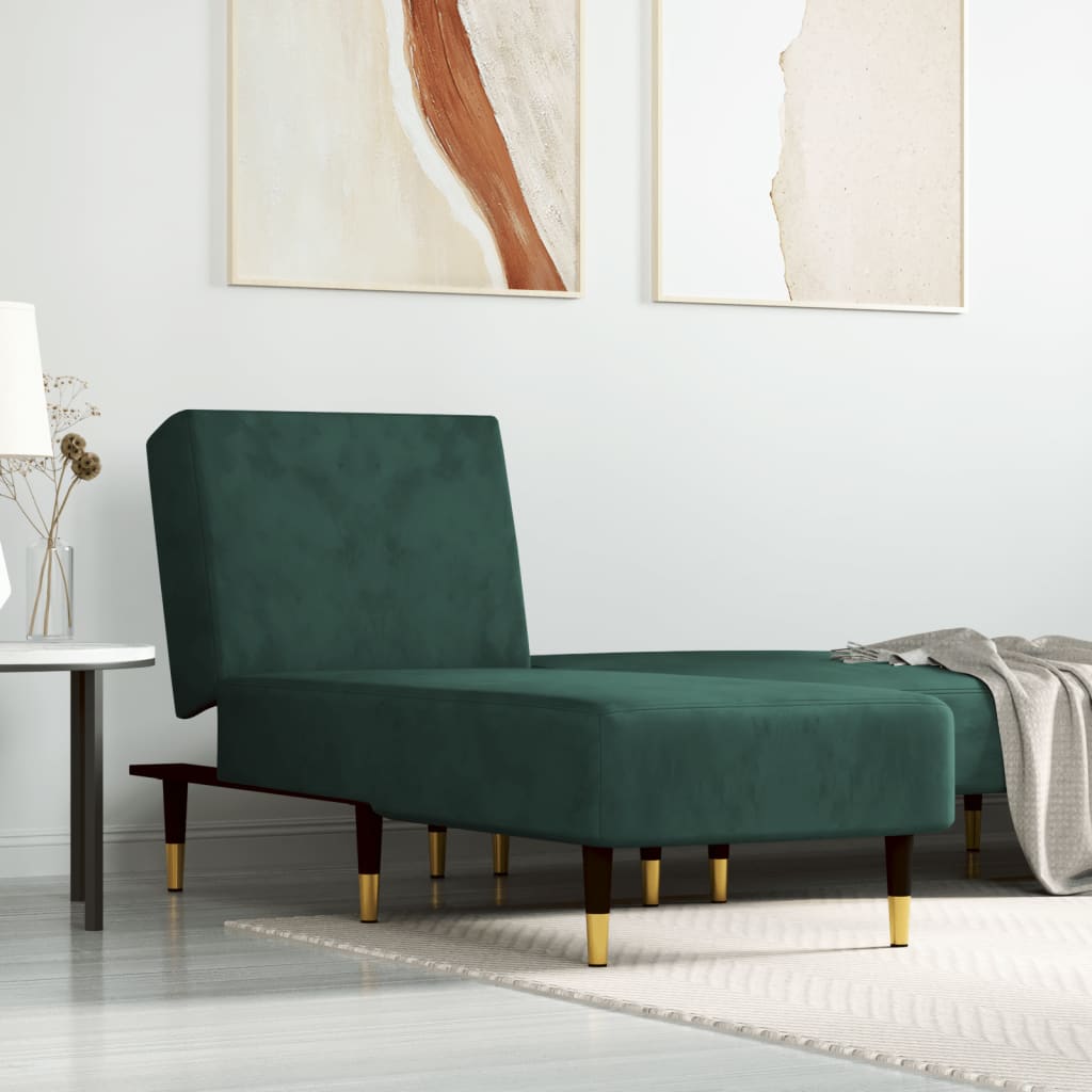 Chaise longue vert foncé velours - XIOS