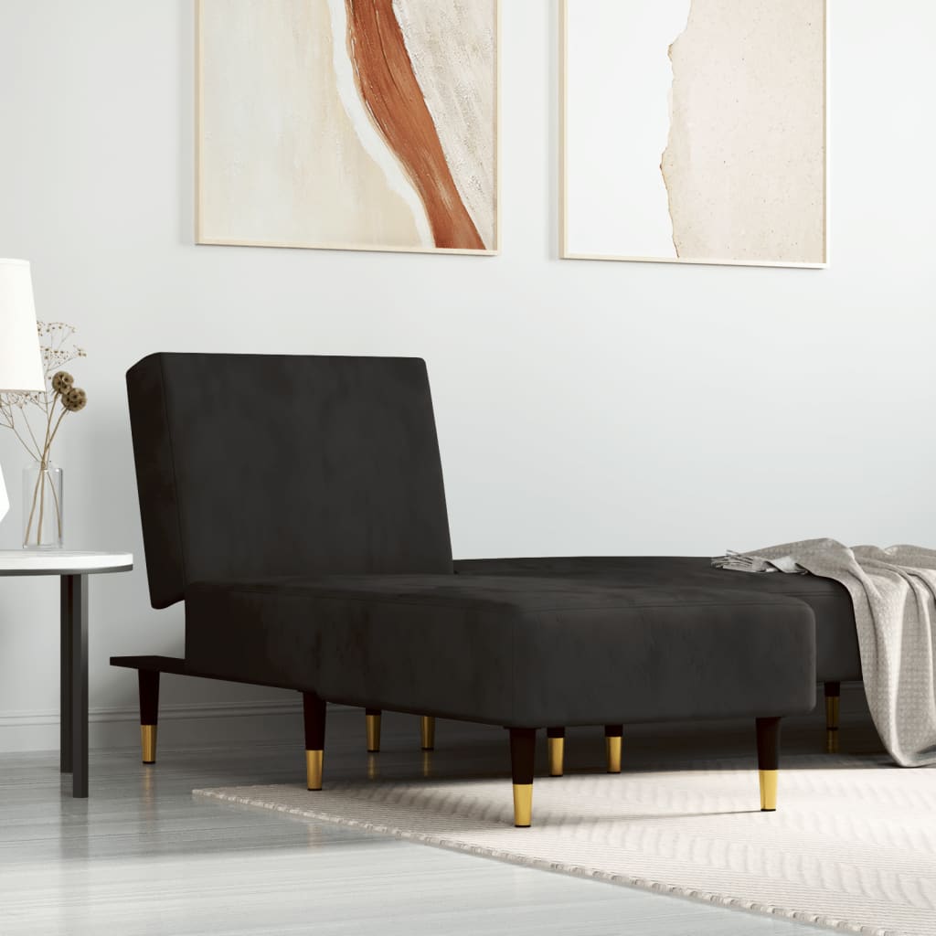 Chaise longue noir velours - XIOS