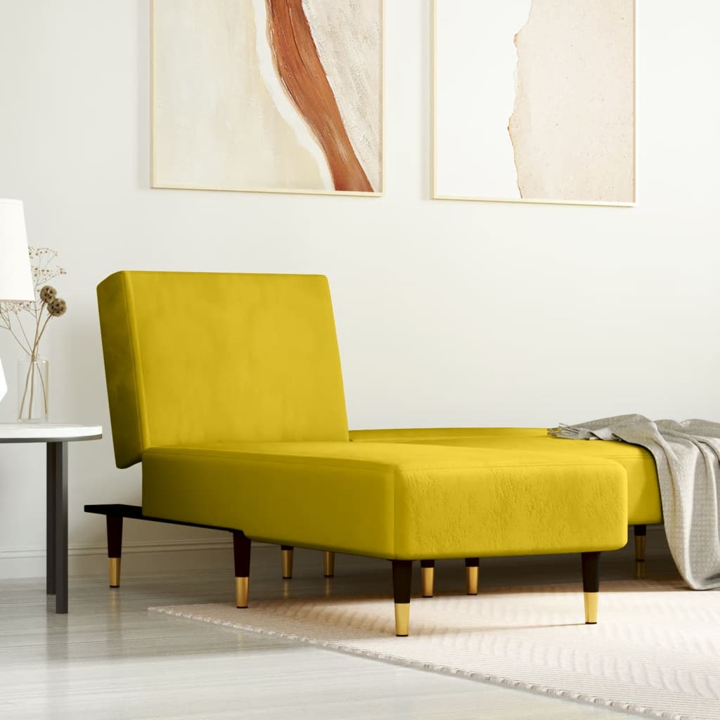 Chaise longue jaune velours - XIOS