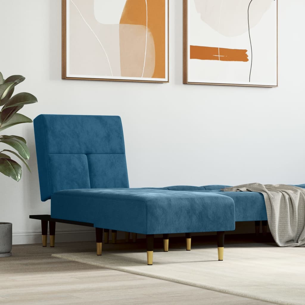 Chaise longue bleu velours - XIOS