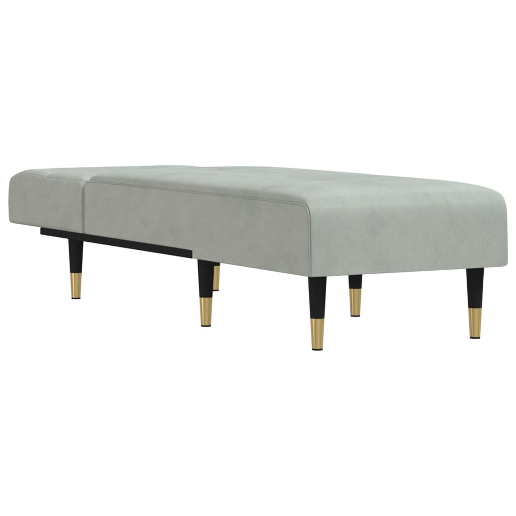 Chaise longue gris clair velours - XIOS