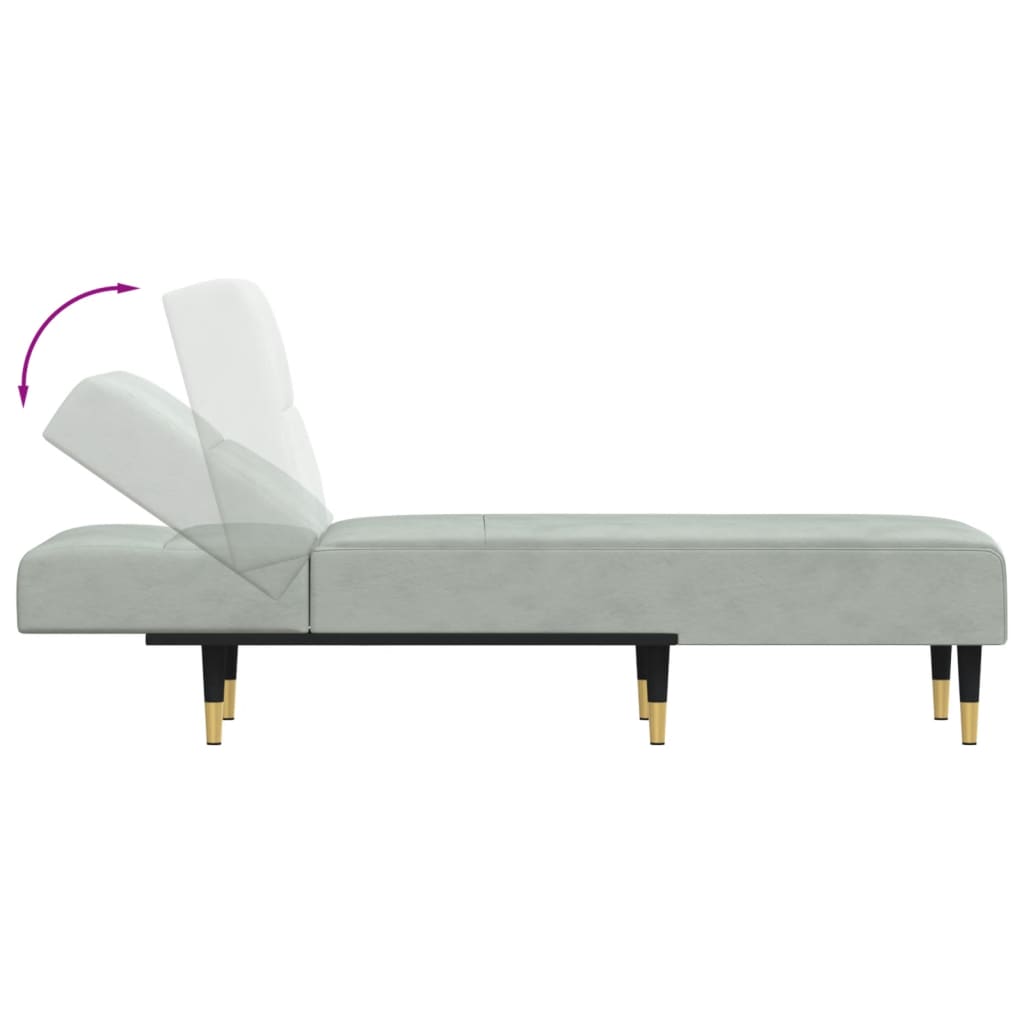 Chaise longue gris clair velours - XIOS