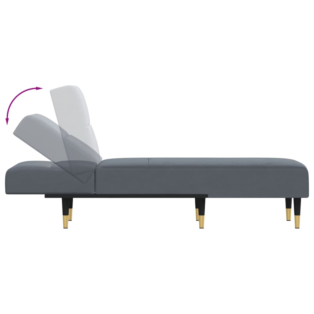 Chaise longue gris foncé velours - XIOS