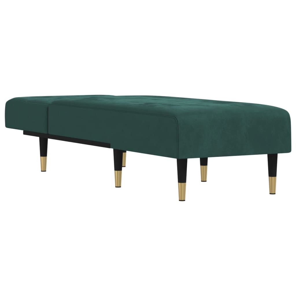 Chaise longue vert foncé velours - XIOS
