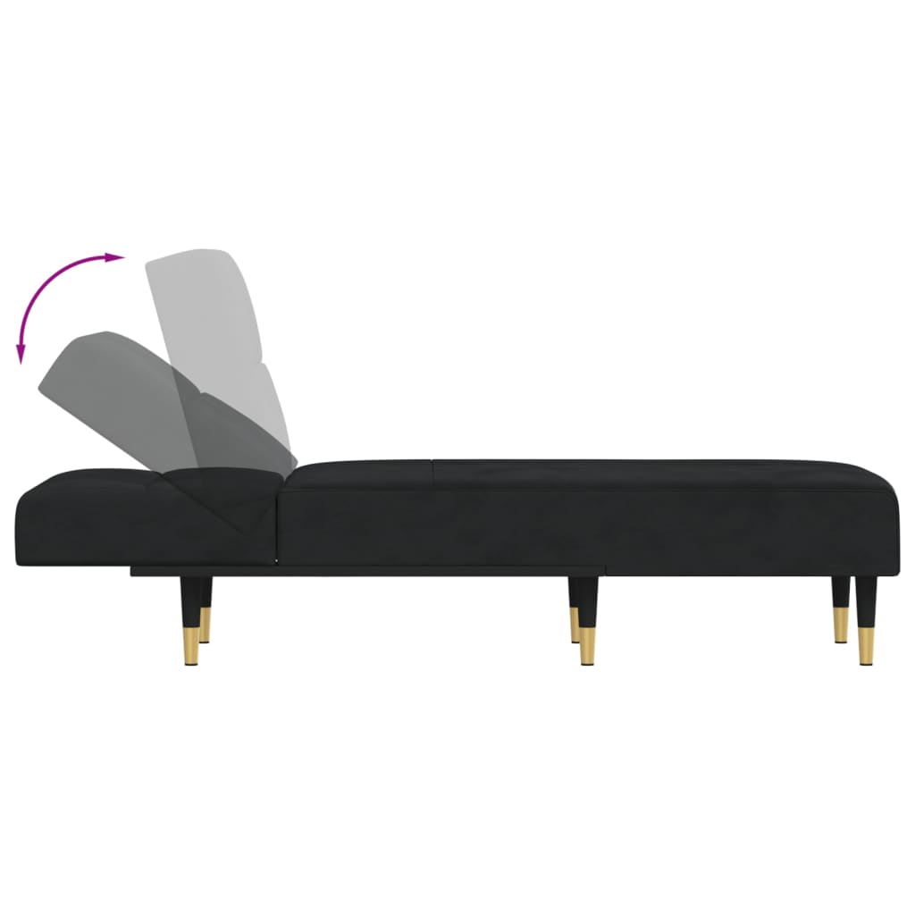 Chaise longue noir velours - XIOS