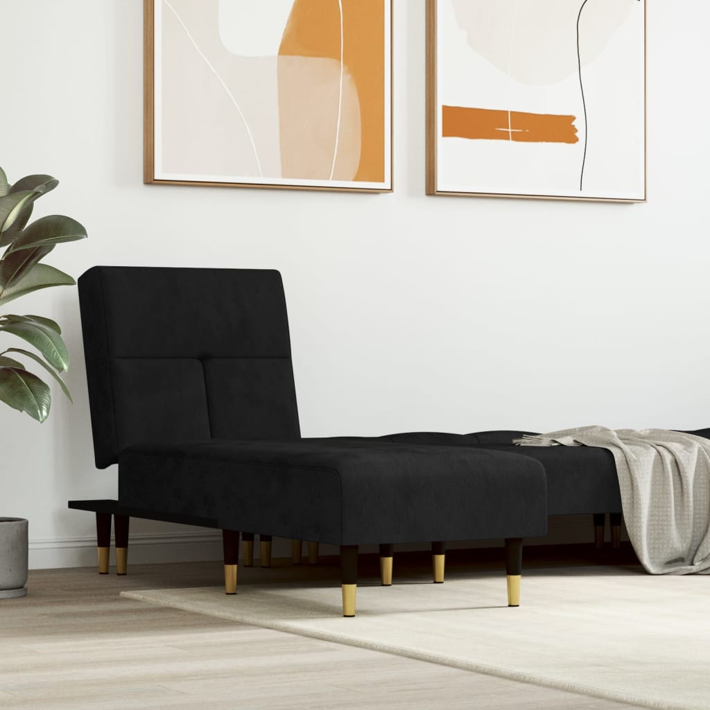 Chaise longue noir velours - XIOS
