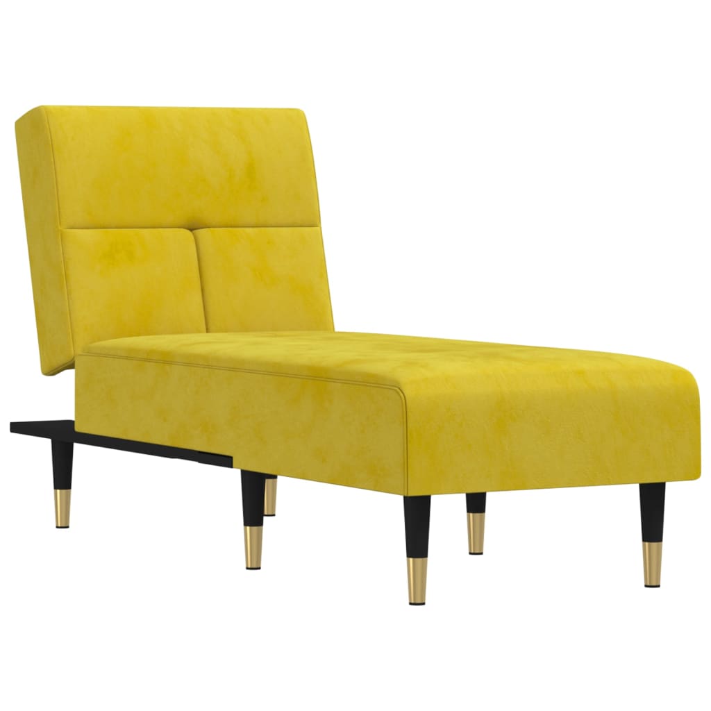 Chaise longue jaune velours - XIOS