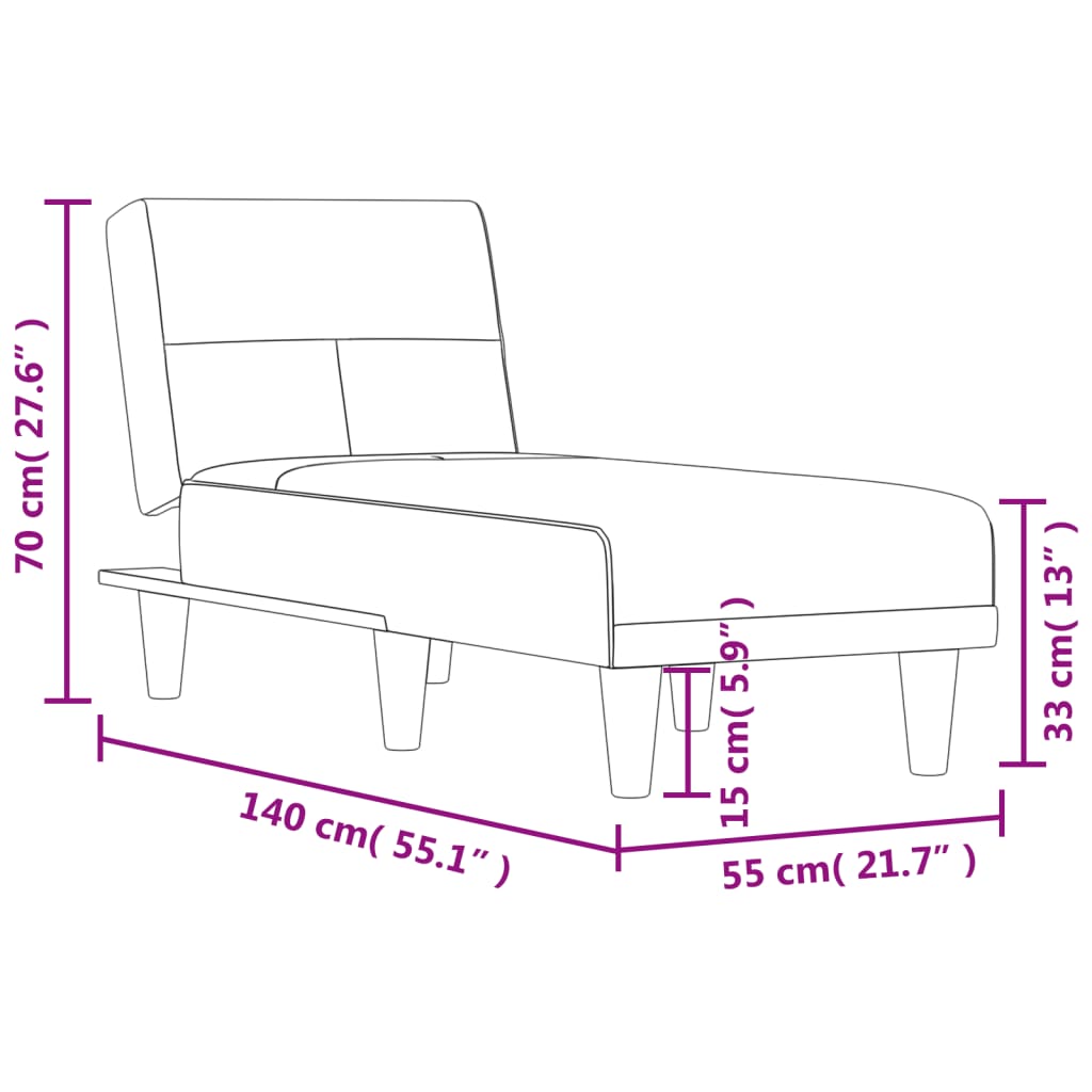 Chaise longue gris foncé tissu - XIOS