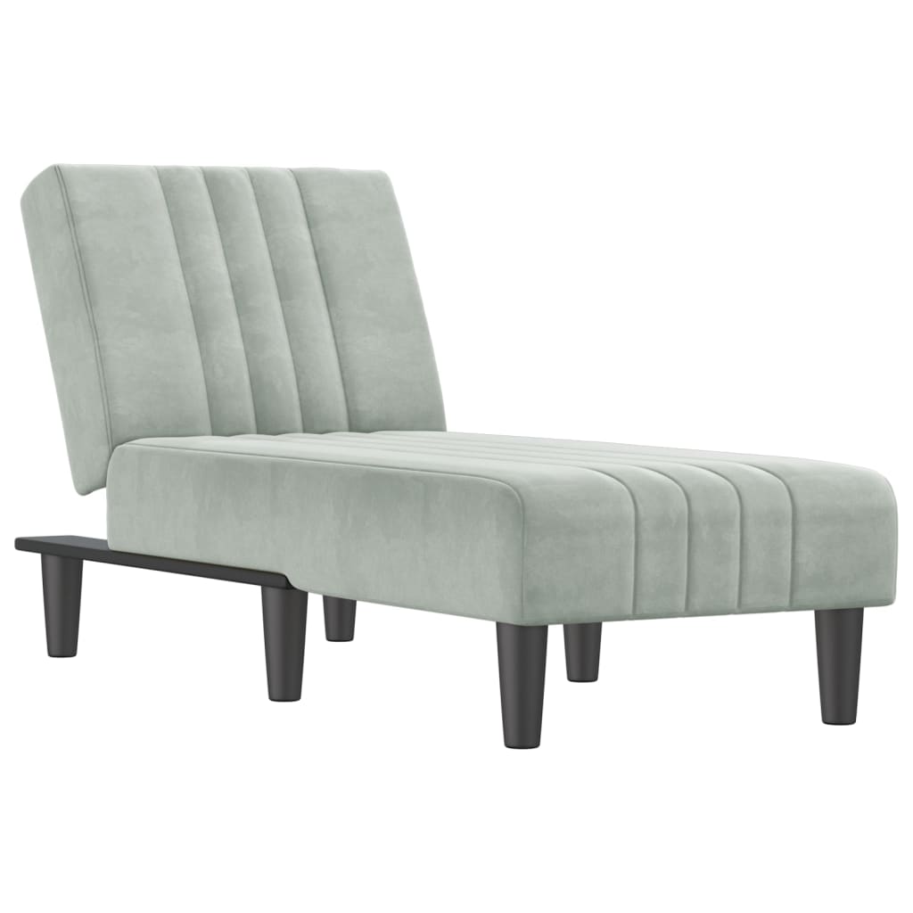 Chaise longue gris clair velours - XIOS